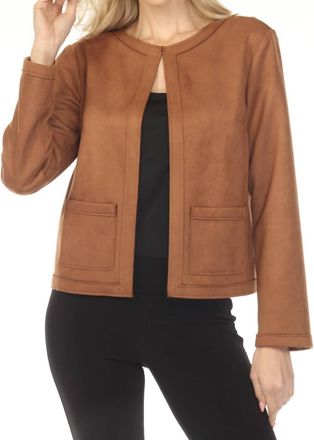 Joseph Ribkoff Scuba Suede Long Sleeve Jacket In Brown