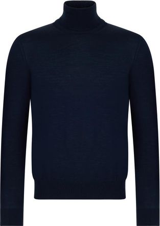 Roberto Collina Katoenen trui met hoge kraag - Heren - Coltruien - Blauw - S - Katoen - Truien & Vesten