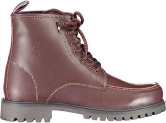 U.S.Polo Association Mens Laceup Leather Boots - Dark Red - Size EU 46