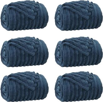 vidaXL Mantitas De Sof&aacute; 6 Uds. Azul Marino 150 X 130 Cm 2.85 Kg Lana Vidaxl