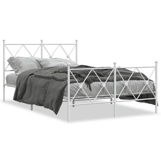 Berkfield Home Metal Bed Frame without Mattress with Footboard White 120x200cm | Size: Small Double