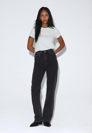 Dr. Denim Echo High Straight Jeans in Tar Retro Black at Nordstrom, Size 29