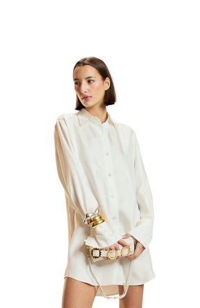 Cynthia Rowley Collectible Silk Shirt Dress in White at Nordstrom, Size X-Small