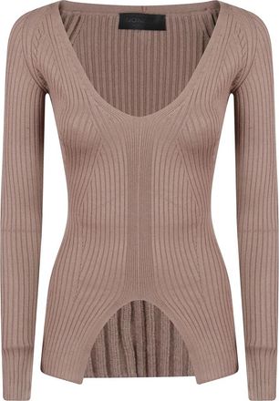 Dondup V-hals Gebreide Kleding - Dames - V-hals truien - Bruin - S - Truien & Vesten