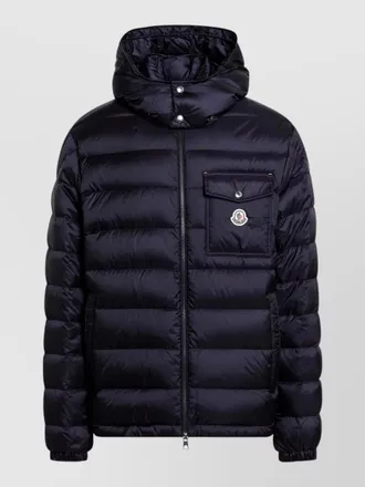 Moncler hooded quilted coat chest pocket cuffs