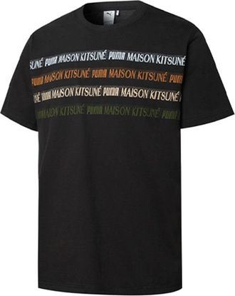Puma x Maison Kitsune Unisex Engineered Embroidery Round-neck Black 532328-01