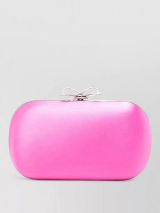Self Portrait satin clutch bag chain strap bow