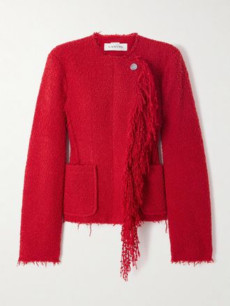 Lanvin Giacca In Misto Lana Bouclé Con Frange - Rosso