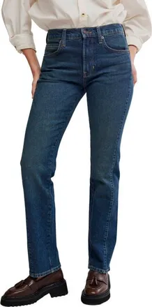 Free People Edie High Waist Tapered Jeans in Blue Echo at Nordstrom, Size 24
