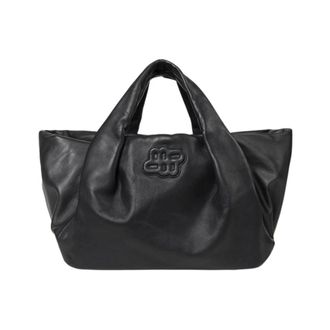 Munthe LIX Nappa Leather Tote Bag - female - Munthe - Handbags - Black - ONE SIZE - Bags