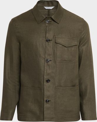 Boglioli Men & apos;s Linen Workwear Button-Front Jacket