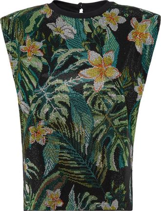 Philipp Plein Overhemden, Dames, Groen, XS, Polyester, Hawaii Halter Top