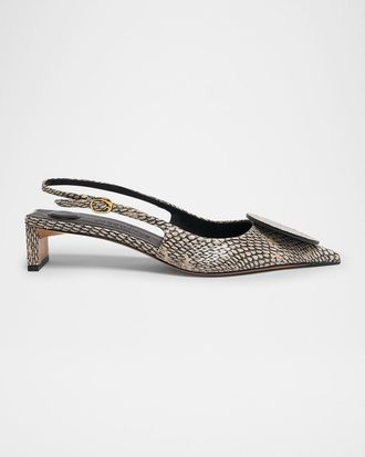 Jacquemus Les Duelo Snake-Effect Slingback Pumps
