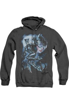 Gildan Batman Moonlight Cat Adult Heather Hoodie / Hooded Sweatshirt