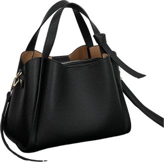 Generic Compatible For Retro Texture Large Capacity Shoulder Bag Womens Handbags Portable Messenger Bucket(Black)