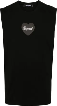 Dsquared2 rhinestone-logo cotton top - men - Cotton - M - Black