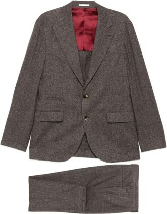 Brunello Cucinelli Pocket Tweeknoopspak - Heren - Business pakken - Bruin - M - Wol - Kostuums