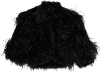 Elie Saab Giacca con bordo di piume - Nero