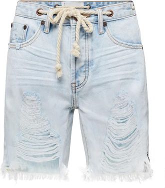 One Teaspoon Slim Boyfriend Jeans Shorts Long Rope - Dames - Denim shorts - Blauw - W23 - Katoen - Korte Broeken