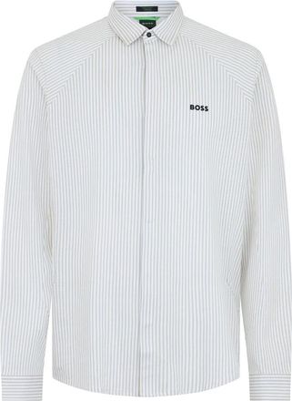 HUGO BOSS Katoenen Elastische Gestreepte Shirt - Heren - Casual Overhemden - Veelkleurig - S - Katoen - Overhemden