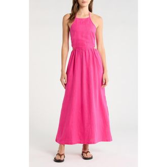 Beyond Yoga SoftWash Linen Halter Dress in Pink Glow at Nordstrom, Size X-Large