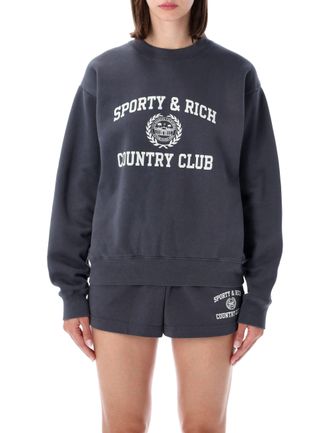 Sporty & Rich Faded Grey Varsity Crewneck Sweatshirt