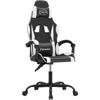 vidaXL Silla Gaming Giratoria Cuero Sint&eacute;tico Negro Y Blanco Vidaxl