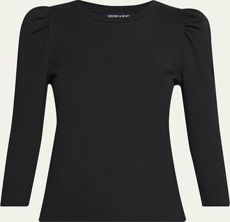 Veronica Beard Britney Puff-Sleeve Cotton Top