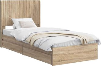 vidaXL Estructura De Cama Con Almacenamiento Y Cabecero Roble Sonoma Vidaxl