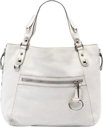 Gucci Pre-owned Leather Tote - Dames - Vintage Shopper - Wit - ONE Size - Leer - Vintage