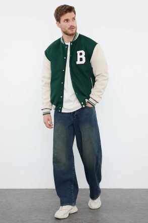 Trendyol MAN Unisex Groen Slogan Lang Regular fit Winter Jassen