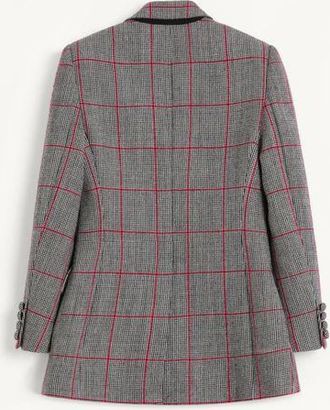 Valentino Giacca Monopetto In Lana Con Motivo Check Uomo NERO/AVORIO/ROSSO CILIEGIA 44