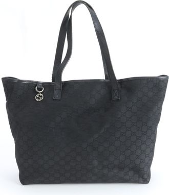 Gucci Black Leather Nylon Tote Bag (Pre-Owned)