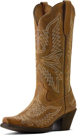 Ariat Womens Round Up Collins D Toe Western Boots in Brown Bomber, B Medium Width, Size 7.5, by Ariat