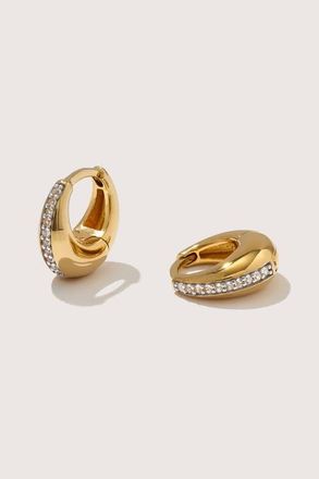 Otiumberg 14kt Gold Vermeil Mini Graduated Hoop Earrings with White Topaz in Yellow Toned Gold at Nordstrom