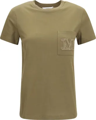Max Mara Womens T-Shirt Papaia Dark Khaki Cotton Top