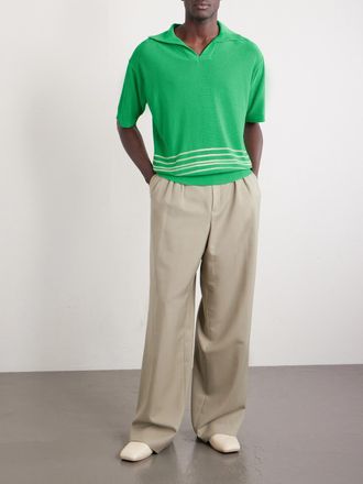 Bode Bentgrass Striped Cotton Polo Shirt