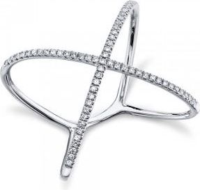 Allurez Diamond Accented X Ring 14k White Gold (0.18ct)