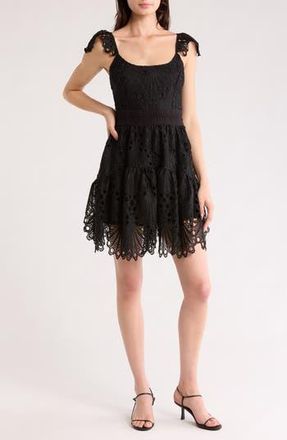 Ramy Brook Eyelet Lace Minidress in Black at Nordstrom Rack, Size Small