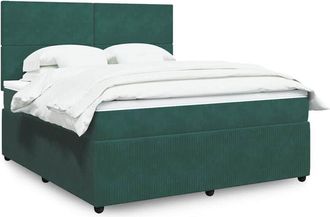 vidaXL Vidaxl - Cama Box Spring Con Colch&oacute;n Terciopelo Verde Oscuro 180x200 Cm