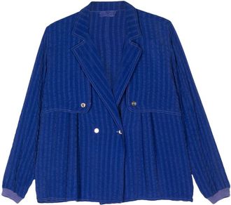 Valentino Garavani 1980s seersucker jacket - women - Viscose/Silk/Acetate - M - Blue