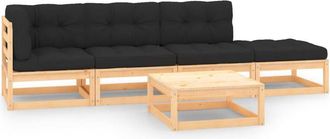 vidaXL Juego De Muebles De Jard&iacute;n 5 Pzas Y Cojines Madera Maciza Pino Vidaxl