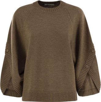 Max Mara Womens Ampex - Wool And Cashmere Over Sweater - Khaki - Size Medium