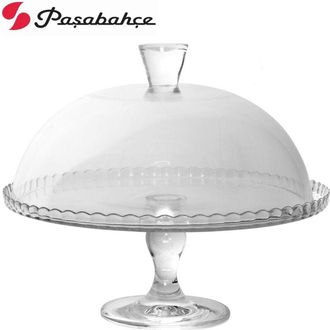 Trade Shop Trade Shop - Alzatin Vassoio For Torta In Vetro Cupola Desde 32 Cm Con Patisseries Piede
