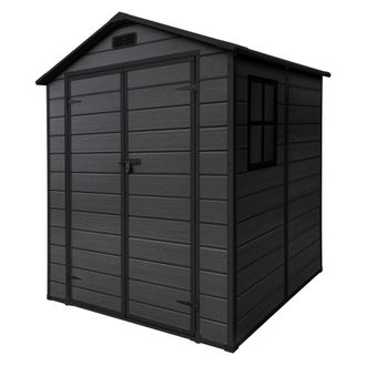 ECD Germany Ecd Germany Caseta De Jard&iacute;n Con Suelo, 5m&sup3; 151x182x220 Cm, Gris Oscuro, Cobertizo Exterior De Pl&aacute;stico Para Almacenamiento De Herramientas, Con Tejad