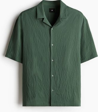 H&M Gecrinkeltes Freizeithemd in Loose Fit - Green