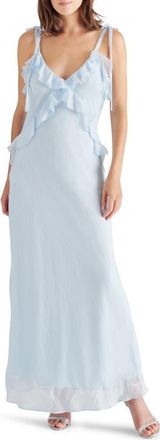 Steve Madden Adalina Ruffle Maxi Dress in Morning Blue at Nordstrom, Size X-Large