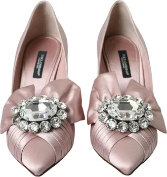 Dolce & Gabbana Pink Satin Crystal High Heels Pumps Womens Shoes