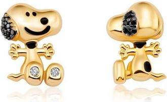 Crislu x Peanuts Snoopy Mismatched Stud Earrings in 18Kt Yellow Gold /Clear Stone at Nordstrom