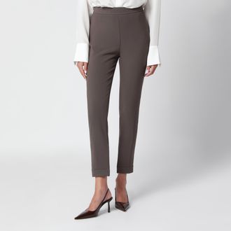 Victoria Beckham Pantaloni color khaki in misto lana vergine